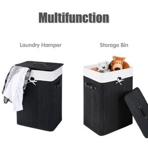 Costway - Rectangle Bamboo Hamper Laundry Basket / Storage Bin (Or Better Offer)